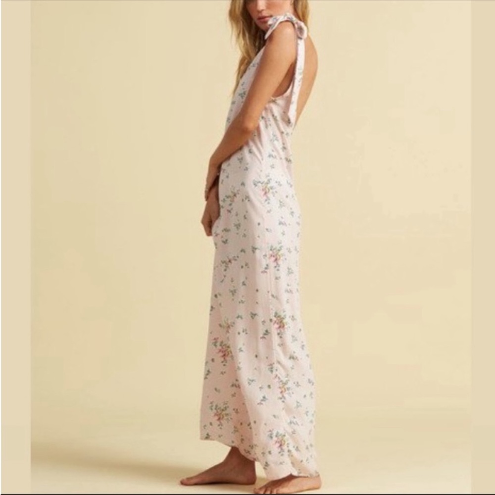 Billabong Light Pink Floral Tie-Shoulder Maxi Dress